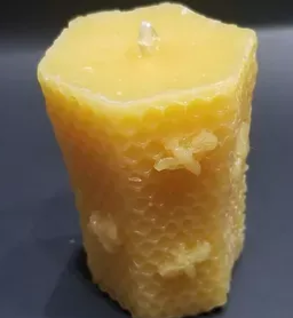 Beeswax Candle Pillar Candle-Honey Comb & Bee Design